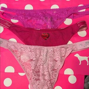 3 PAIR PINK Victoria's Secret Pink and Red Lace Panties